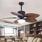 economico Ventilatore da soffitto con luci-3 luci 108 cm Design Singolo Ventilatore da soffitto Metallo Vetro Finiture Verniciate Vintage Stile Nordico 110-120V 220-240V