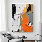 preiswerte Abstrakte Gemälde-strukturierte handgemalte Leinwand gewickelt Ölgemälde Wandkunst orange weiß schwarz abstrakte Leinwand Malerei modernes Kunstwerk Öl Hand Malerei Home Interior Rahmen fertig zum Aufhängen