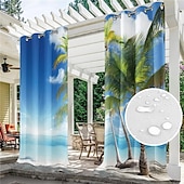 economico Tende impermeabili-tende da esterno tenda impermeabile antivento e resistente alle intemperie per patio, capanna, veranda, pergola e gazebo, telo superiore con occhiello, paesaggio forestale a 2 pannelli