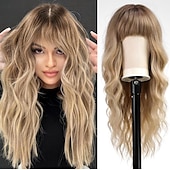 economico Parrucche trendy sintetiche-ramato biondo marrone marrone chiaro rosa parrucche per le donne lunga ramata parrucca rossa con la frangetta parrucche a strati per le donne parrucche rosse ramati parrucche dei capelli per le donne