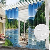 economico Tende impermeabili-tende da esterno tenda impermeabile antivento e resistente alle intemperie per patio, capanna, veranda, pergola e gazebo, telo superiore con occhiello, paesaggio forestale a 2 pannelli