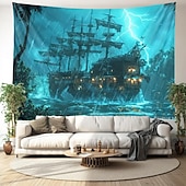 billiga Ocean Beach Gobeläng-piratskepp hängande gobeläng väggkonst stor gobeläng väggmålning dekor fotografi bakgrund filt gardin hem sovrum vardagsrum dekoration