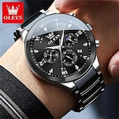 Недорогие Кварцевые часы-Новые часы Olevs Brand Men&#039;s с светящимся хронографом календарем 24 часа многофункциональными кварцевыми часами для бизнеса керамические водонепроницаемые наручные часы