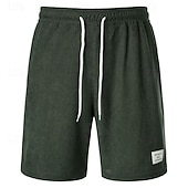 abordables Bermudas estilo casual-Hombre Pantalón corto Pantalones cortos casuales Pantalones cortos de pana Bolsillo Correa Cintura elástica Plano Comodidad Corto Festivos Playa Fin de semana Moda Casual Negro Amarillo Microelástico