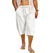 economico Vacanza-Per uomo Pantaloni capri Shorts di Lino Pantaloncini Estivi Shorts da Spiaggia Pantaloni harem Tasca Coulisse Elastico in vita Semplice Comodità Traspirante Lunghezza al polpaccio Vacanza Ferie
