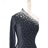 preiswerte Kleidung für lateinamerikanische Tänze-Latein-Tanz Kleid Kristalle / Strass Damen Mädchen Leistung Ausbildung Langarm Hoch Elastisches Garn