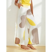  Női Egyenes Teljes hossz Szatén Zseb Mikroelasztikus Nadrágok Alkalmi / Napi Hétvége Fehér Nyár S M L