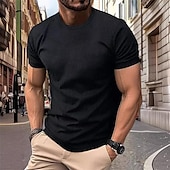 preiswerte Lässige T-Shirts für Herren-Herren T Shirt T-Shirt Kurzarm Rundhalsausschnitt Frühling &amp; Sommer Einfach Mode Designer Basic Urlaub Straße Ausgehen Schwarz Weiß Marineblau Top T-Shirt für Herren