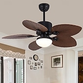 economico Ventilatore da soffitto con luci-3 luci 108 cm Design Singolo Ventilatore da soffitto Metallo Vetro Finiture Verniciate Vintage Stile Nordico 110-120V 220-240V