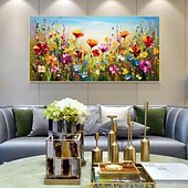 cheap Floral/Botanical Paintings-Mintura Handmade Abstract Texture Flower Oil Paintings On Canvas Wall Art Decoration Modern Picture For Home Decor Rolled Frameless Unstretched Painting