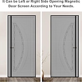 abordables Pantalla para ventana y puerta-Puerta mosquitera magnética para insectos, mosquitera de fibra de vidrio reforzada antidesgarro con imanes autosellantes, mosquiteras para puertas con cortina antimosquitos