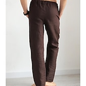 economico Casa-Per uomo Pantaloni di lino Pantaloni Pantaloni estivi Pantaloni da spiaggia Tasche A cordoncino Vita elastica Liscio Comfort Traspirante Giornaliero Per eventi Da mare Hawaiano Boho Nero Bianco