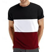 economico Magliette casual da uomo-Per uomo Maglietta Camicia a Maniche Corte Manica Corta Girocollo Primavera &amp; Estate Blocco di colori Moda Designer Essenziale Patchwork Vacanza Streetwear Uscire Vinaccia Nero Bianco Maglietta Top