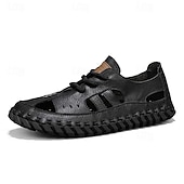 abordables sandales d'extérieur-Sandales beiges en similicuir pour homme, confortables et élégantes, idéales pour les vacances à la plage et l'été.