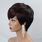 economico Parrucche di capelli veri senza cuffia-parrucca pixie cut per le donne nere parrucche dei capelli umani per le donne nere parrucca caschetto corto parrucche dei capelli umani con la frangetta parrucche corte per le donne nere parrucche bob