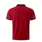 cheap Men&#039;s Classic Polo-Men&#039;s Golf Shirt Golf Polo Work Casual Lapel Short Sleeve Basic Modern Color Block Patchwork Button Spring &amp; Summer Regular Fit Wine Navy Blue sky blue Gold Beige Coffee Golf Shirt