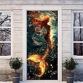 abordables Bannières de Garage et de Porte-sirène halo porte couvre décoration murale porte tapisserie porte rideau décoration toile de fond porte bannière amovible pour porte d'entrée intérieur extérieur maison chambre décoration ferme décor