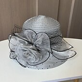 preiswerte Partyhut-Kopfstück Organza Hochzeit Abendgesellschaft Elegant Hochzeit Mit Tüll Kopfschmuck Kopfbedeckung