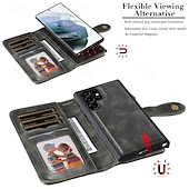 Недорогие Чехлы для Samsung-телефон Кейс для Назначение SSamsung Galaxy S24 S23 S22 S21 S20 Ultra Plus FE S25 Ультра Кошелек для карт Съемный Магнитный Молния Ретро ТПУ Кожа PU