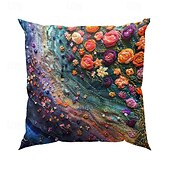 baratos estilo floral e plantas-1 pçs Veludo Cobertura de Almofada, Imprimir Simples Casual Quadrada Tradicional Clássico