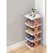 cheap Home Storage &amp; Hooks-Multilayer Tier Narrow Shoe Rack, Small Vertical Shoe Stand, Space Saving DIY Free Standing Shoes Storage Organizer for Entryway, Closet, Hallway, Easy Assembly and Stable in Structure