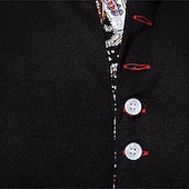 economico camicia da uomo con bottoni-Per uomo Camicia Camicia con colletto cinese Camicia con colletto alla coreana Camicia Estiva Camicia casual Camicia da Spiaggia Nero Bianco Vino Manica Lunga Paisley Blocco di colori Colletto alla