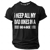 お買い得  メンズおもしろTシャツ-男性用面白いグラフィックTシャツ - 『私はすべてのダジャレをダッド・ベースに保管しています』言葉遊びTシャツ、父親への完璧なギフト