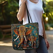 ieftine Genti de imprimare grafică-geantă tote pentru femei geantă tote din pânză poliester cumpărături zilnic imprimeu de vacanță de capacitate mare pliabil ușor animal elefant model naționalitate