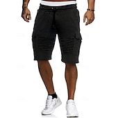 cheap Sweat Shorts-Men&#039;s Cargo Shorts Sweat Shorts Shorts Bermuda shorts Elastic Waist Multi Pocket Pleats Plain Comfort Sports Knee Length Outdoor Daily Fashion Streetwear Black White Micro-elastic