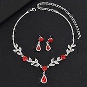 abordables Parures de Bijoux-Nuptiales Parures 2 Strass 1 Collier Boucles d&#039;Oreilles Femme Elégant Doux Adorable Géométrique Amour Précieux Parure de Bijoux Pour Mariage Cadeau