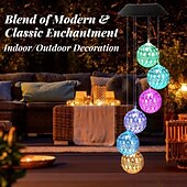 economico Luci paesaggistiche-campanello a vento solare, luci da giardino impermeabili che cambiano colore, decorazioni per le feste, campanelli a vento commemorativi, acchiappa-vento, decorazioni sospese per casa, giardino, patio, cortile, portico, 1 pz.