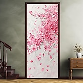 billige Dørdeksler-3d blomster dørdeksler veggmaleri dekor dør billedvev dør gardin dekorasjon bakgrunn dør banner avtakbar for inngangsdør innendørs utendørs hjemme rom dekorasjon gårdshus dekor forsyninger