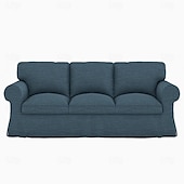 baratos Cobertura de Sofa-Capa de Sofá de 3 Lugares 20% Linho Cor Sólida Acolchoada em Algodão e Linho