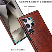 Недорогие Чехлы для Samsung-телефон Кейс для Назначение SSamsung Galaxy S24 S23 S22 Плюс Ультра S25 Ультра С Магсейф Магнитный Поддержка беспроводной зарядки Откидная подножка Ретро ТПУ Кожа PU