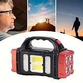 cheap Camping Lights-Solar Powered Tactical LED Camping Light - 500 Lumens USB Rechargeable Flashlight, Water Repellent, Long-Range, Multi-Function Outdoor Torch for Outdoor Camping
