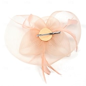 billige Coiffer-fascinators Hatter Hodeplagg organza Fedora Solhatt slørhatt Hesteløp cocktail Elegant Retro Rød Med Fjær Ren Farge Hodeplagg Hodeplagg