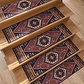 economico tappeti per gradini-tappeto per gradini stile boho tappeto antiscivolo gradini per scale per bambini anziani e animali domestici tappetini per scale design etnico