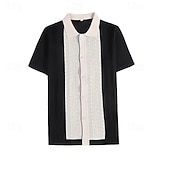 cheap Men&#039;s Classic Polo-Men&#039;s Knit Polo Sweater Polo Shirt Casual Daily Turndown Button Short Sleeve Fashion Chunky Color Block Button Front Summer Spring Fall Regular Fit Black / Gray Yellow Knit Polo Sweater