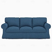 baratos Cobertura de Sofa-Capa de Sofá de 3 Lugares 20% Linho Cor Sólida Acolchoada em Algodão e Linho