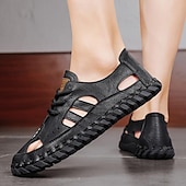 abordables sandales d'extérieur-Sandales beiges en similicuir pour homme, confortables et élégantes, idéales pour les vacances à la plage et l'été.