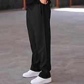 economico Gamba Dritta-Per uomo Pantaloni della tuta Pantaloni A cordoncino Vita elastica Gamba dritta Liscio Comfort Sportivo Giornaliero Di tendenza Informale Verde militare Nero Media elasticità