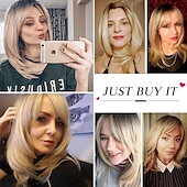 cheap Synthetic Trendy Wigs-Layered Wigs for Women Synthetic Wig Wigs with Bangs Synthetic Long Hair Blonde Black Brown Dark Brown Light Brown