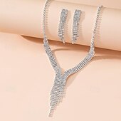 levne Sady šperků-Sady šperků 3ks Štras Slitina Náušnice Náhrdelníky Dámské Elegantní Vinobraní Módní Geometrické Geometrický Sada šperků Pro Svatební Párty Výročí