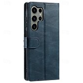 Недорогие Чехлы для Samsung-телефон Кейс для Назначение SSamsung Galaxy S24 S23 S22 S21 S20 Ultra Plus FE A54 A34 A14 S25 Ультра Кошелек для карт с ремешком на запястье Откидная подножка Разъем для карты Ретро ТПУ Кожа PU