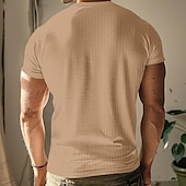 cheap Casual Henley Tee-Men&#039;s Button T Shirt T Shirt Henley Shirt Tee Short Sleeve V Neck Spring &amp; Summer Plain Pit Strip Fashion Designer Basic Vacation Street Going out Wine Black White Top Tee for Men