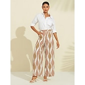 baratos calças femininas-calça comprida de cetim com bolso reto