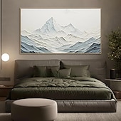 economico Quadri astratti-dipinto a mano 3d bianco neve montagna dipinto su tela stile intonaco fatto a mano pittura di arte della parete strutturata dipinto a mano pittura a olio wabi-sabi per soggiorno boho moderno