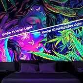economico Arazzi Blacklight-arazzo a luce nera uv reattivo fosforescente festa fosforescente neon donna marijuana psichedelico psichedelico nebbioso appeso arazzo arte murale per soggiorno