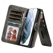 Недорогие Чехлы для Samsung-телефон Кейс для Назначение SSamsung Galaxy S24 S23 S22 S21 S20 Ultra Plus FE S25 Ультра Кошелек для карт Съемный Магнитный Молния Ретро ТПУ Кожа PU