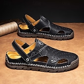 economico sandali da esterno-sandali da uomo - finitura in similpelle traforata, alla moda, per passeggiate informali e incontri del fine settimana